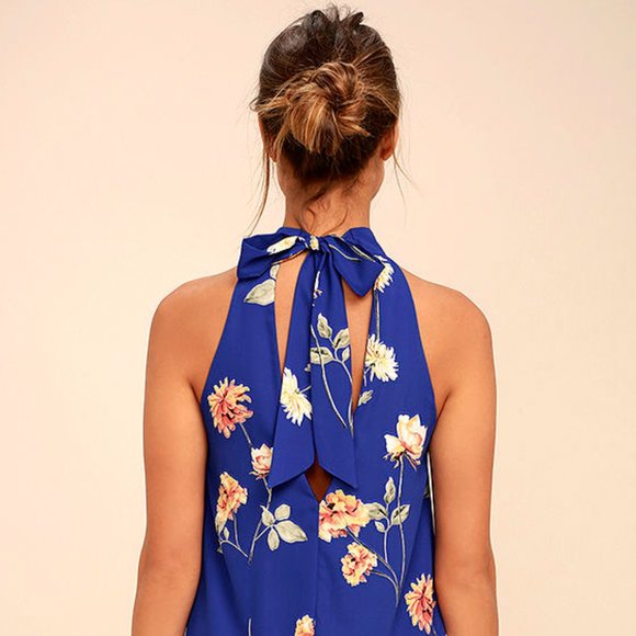 LULUS Halter Neck Floral Print Sleeveless … - Picture 3 of 6